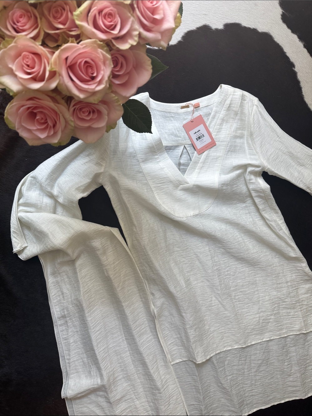 Off White  V-Neck Tunic